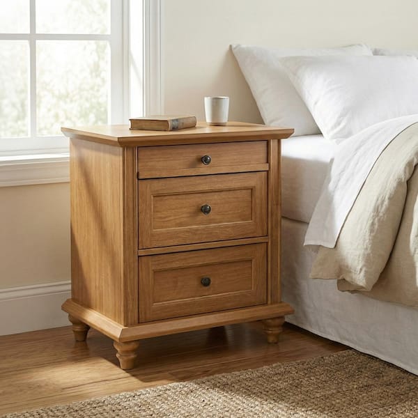 Tigro Oak 3-Drawer 24 in. W Nightstand