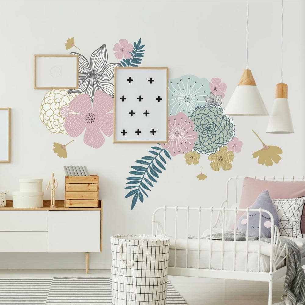 Perennial Blooms Giant Peel and Stick Floral Wall Decals