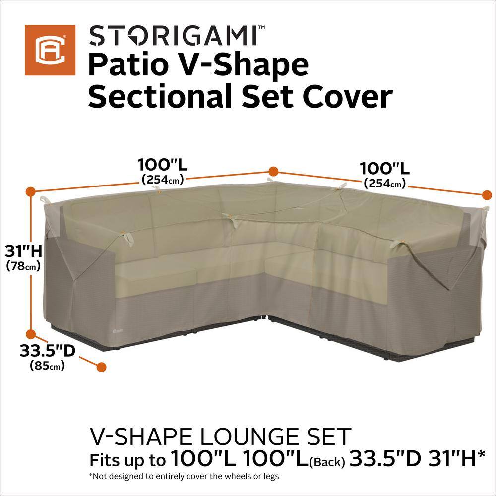 Goat Tan Water-Resistant V-Shaped Sectional Cover, 100 Inch