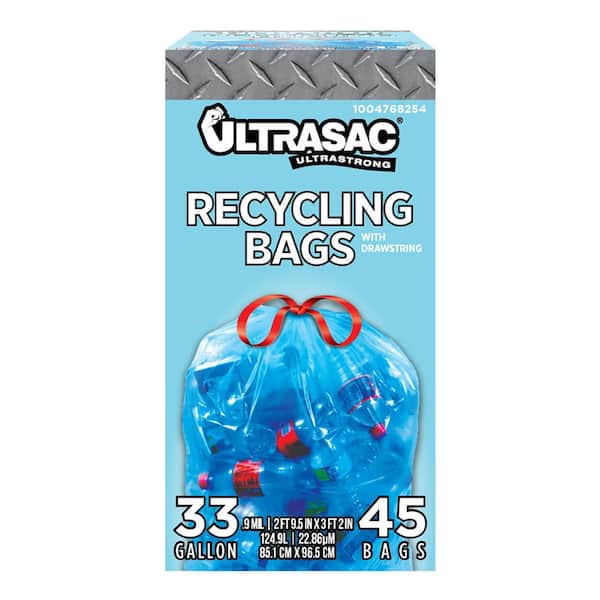 Ultrasac 33 Gal. Drawstring Blue Recycling Bags (45-Count) UL 33