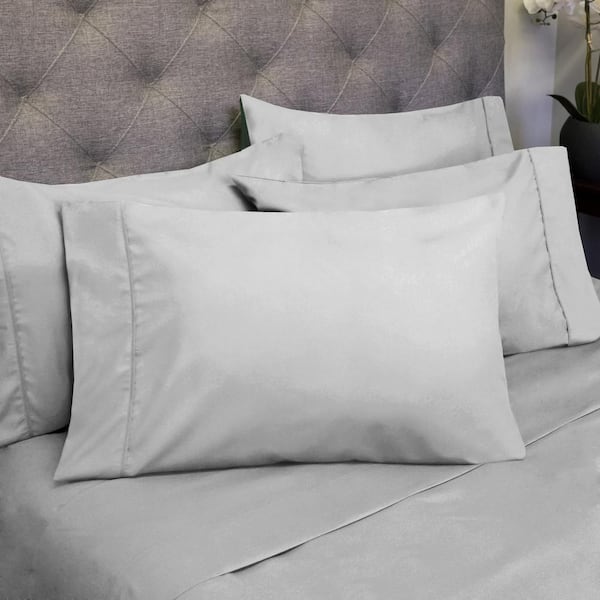 Sweet Home Collection 1500 Supreme Series 6-Piece Silver Solid Color Microfiber Cal King Sheet Set