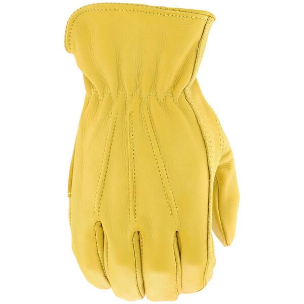 BOS Men's Yellow Leather Cowboy Motorcycle Gloves - Breathable With Velcro Closure
