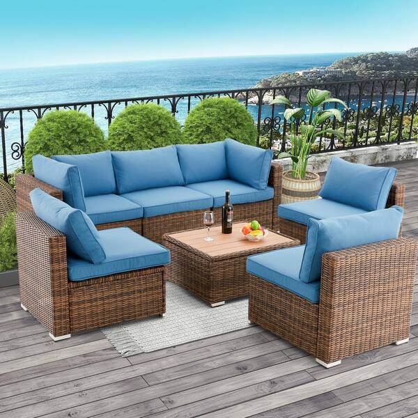 Cesicia 7-Piece Wicker Outdoor Sectional Sofa Set Patio