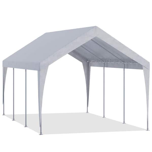 10 ft. W x 20 ft. D Heavy Duty Carport, Rainproof and UV Protected Shelter Cover, Outdoor Portable Garage for Car, White