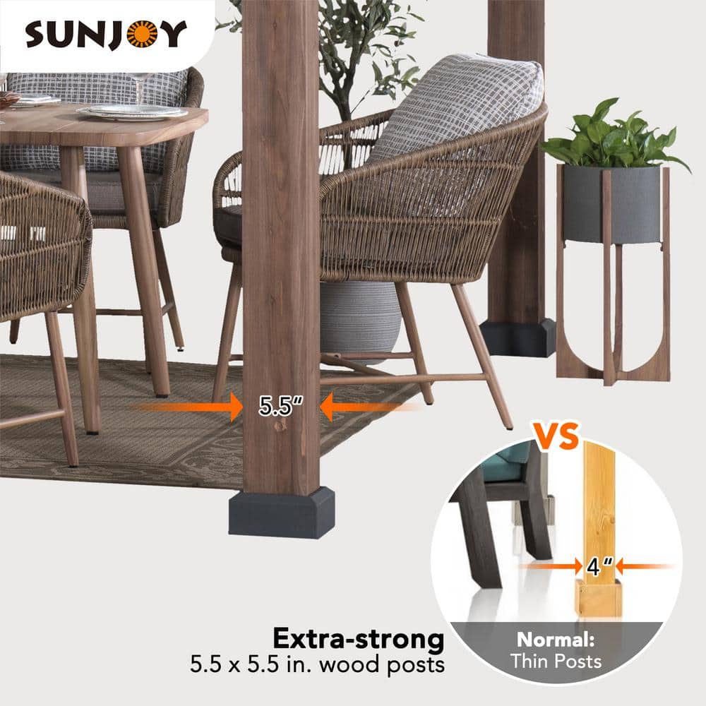 Sunjoy 12.5 ft Cedar Frame Gazebo with Black Steel Roof