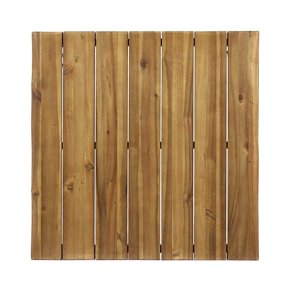 Teak and Iron Square Outdoor Dining Table with Hairpin Legs