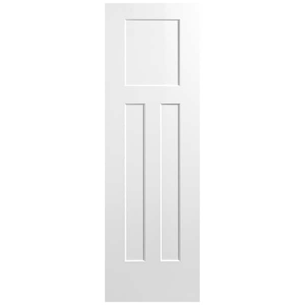 24 in. x 80 in. 3-Panel Winslow Single Bore Hollow Core Primed Molded Composite Interior Door Slab