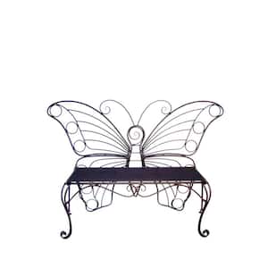 Antique Black Metal Butterfly Bench