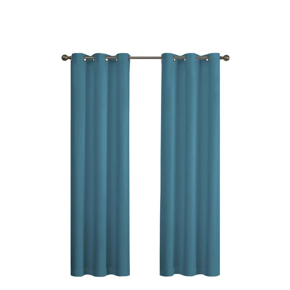 Eclipse Peacock Thermal Grommet Blackout Curtain 42 In W X 95 In L 10708042x095pck The Home Depot