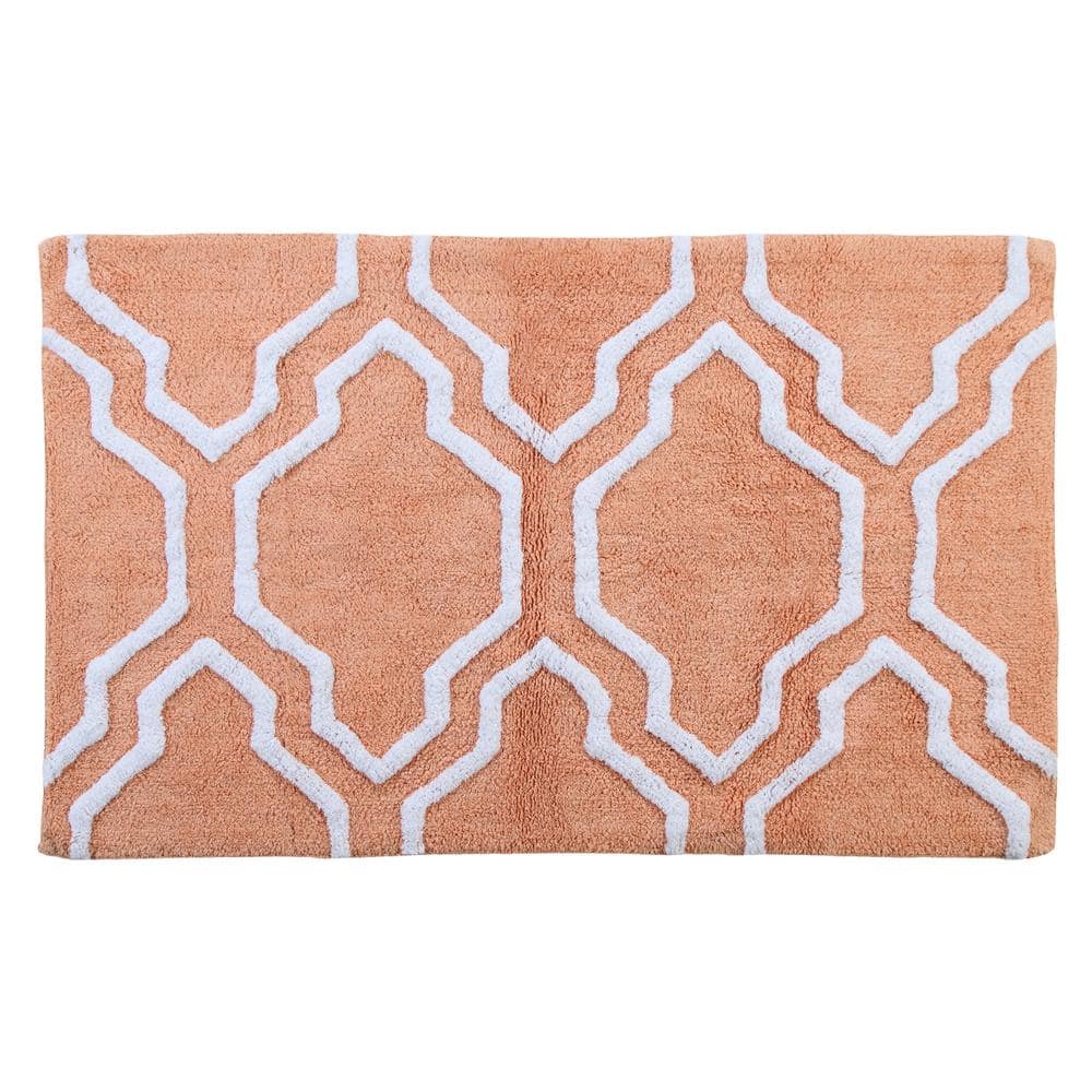 Saffron Fabs 50 In X 30 In Bath Rug Cotton In Coral And White Sfbr1471 The Home Depot