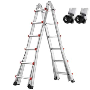 Telescoping Ladder A Frame 20 ft. Compact Aluminum Extension Ladder Portable Collapsible RV Ladder Reach Multi-Position