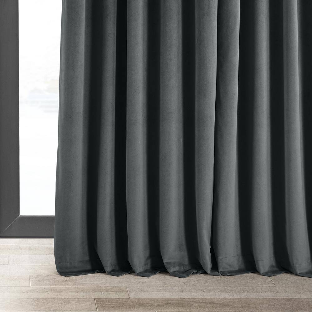 Natural Grey 100W x 96L Velvet Blackout Curtains