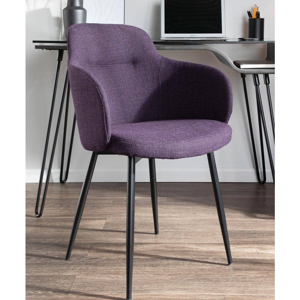 Boyne Purple Upholstered Arm Chair with Black Metal Legs