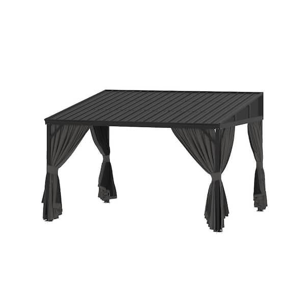 10 ft. x 12 ft. Hardtop Wall Mounted Gazebo with Sloping Galvanized Steel Roof, Wall Pergola with Aluminum Frame