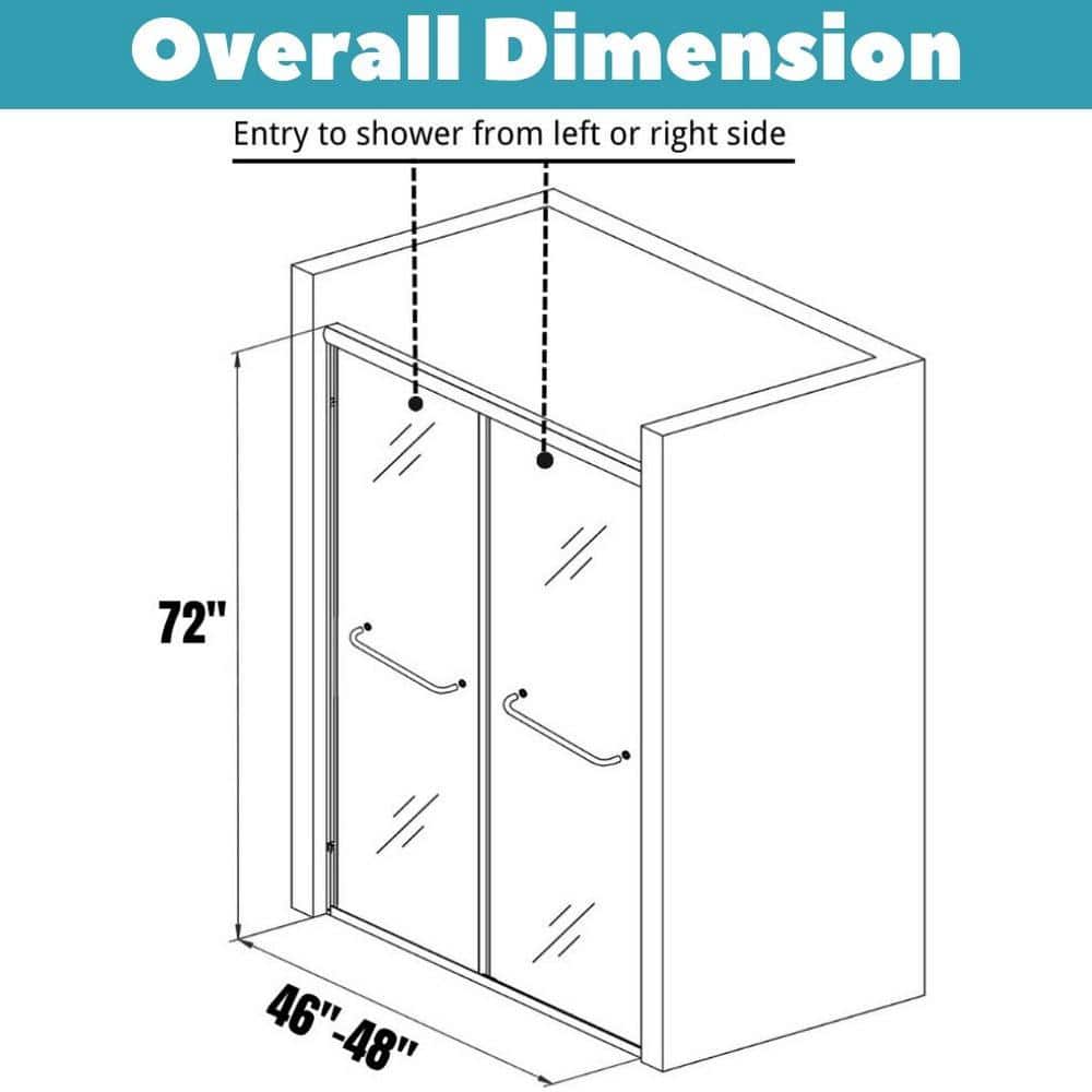34''-35.5'' Black Aluminum Frameless Bi-Fold Shower Door