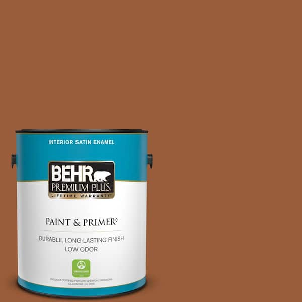 BEHR PREMIUM PLUS 1 gal. #240D-7 Chestnut Stallion Satin Enamel Low Odor Interior Paint & Primer