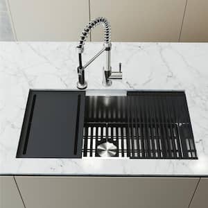 Mercer Undermount Stainless Steel 36 in. Single Bowl Kitchen Sink with Accessories