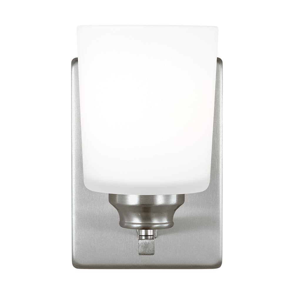Vinton 5 in. 1-Light Brushed Nickel Bathroom Vanity Light with Etched White Glass Shade price history on PriceWatchPro