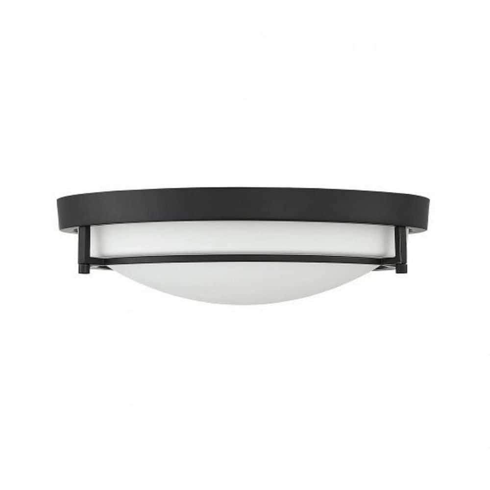 Matte Black and White Glass 2-Light Flush Mount Ceiling Light