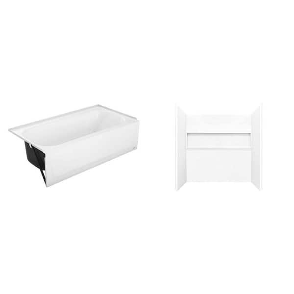 Maui Plus 60 in. x 32 in. Alcove Bathtub with Left Drain and NexTile 60 in. x 32 in. x 60 in. Tub Surround