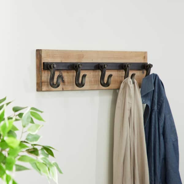 Wood Towel Hooks -Set of 2 Self Adhesive Vintage Towel Holder Wooden Wall  Mounted Towel Racks for Bathroom and Kitchen Home Decor- Quick Drying