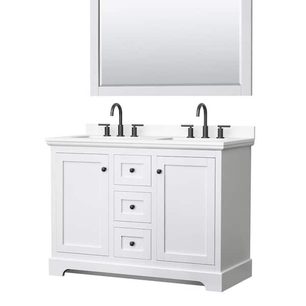 Avery 48 in. Double Freestanding White Bath Vanity with White Cultured Marble Top
