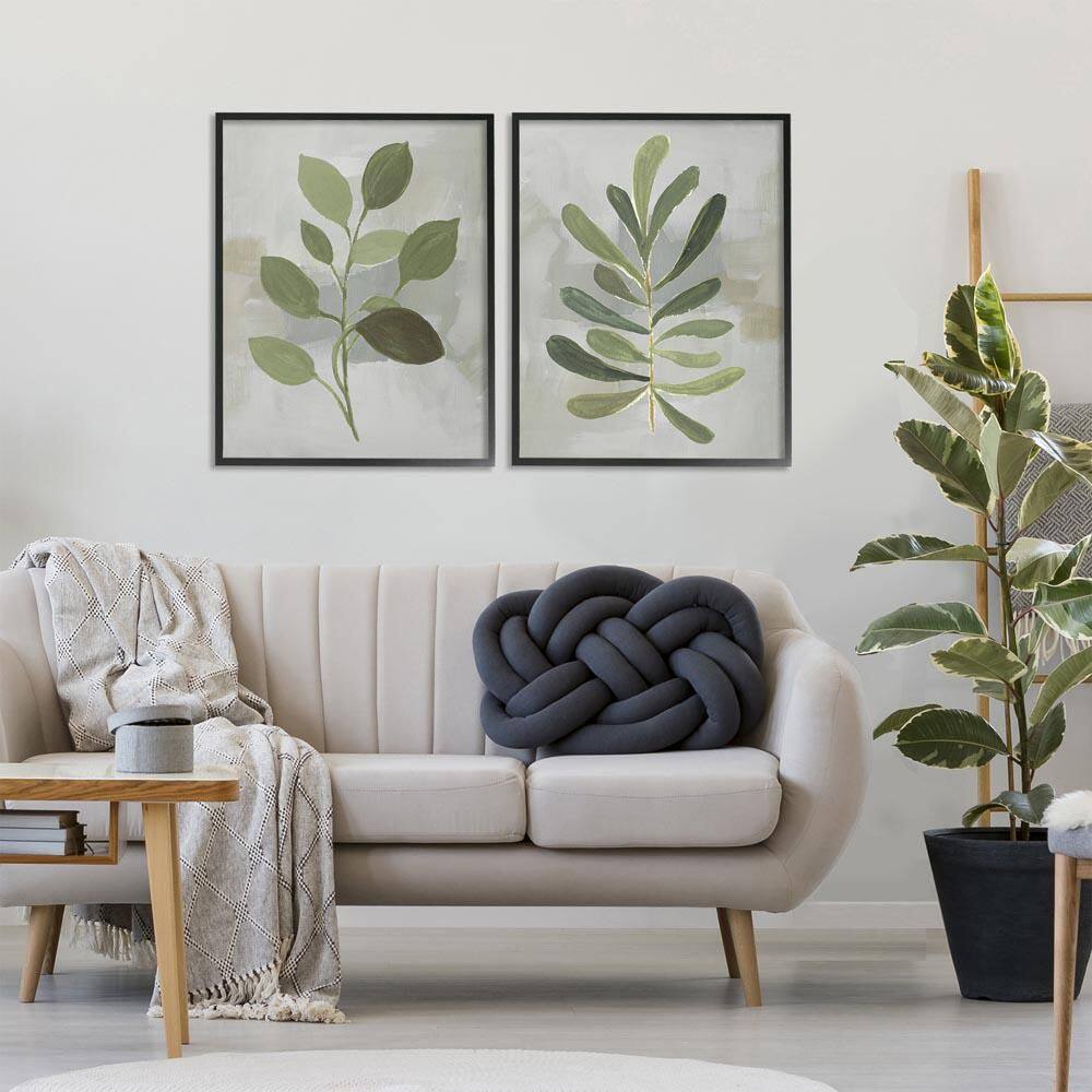 Green Leaf Branches on Grey by Lanie Loreth 2 Piece Black Framed Nature Giclee Art Print 30 in. x 24 in. price history on PriceWatchPro