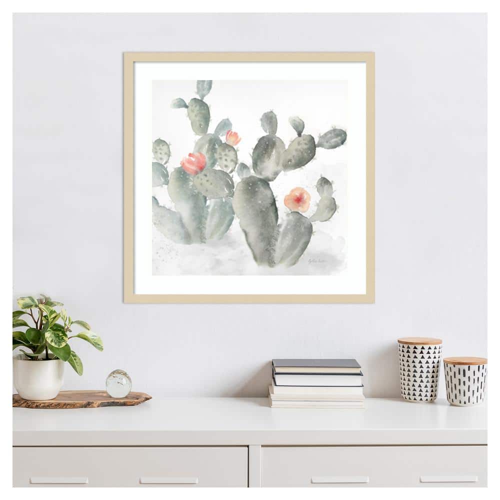 Cactus Garden Gray Blush III 25"x25" Svelte Natural Wood Framed Wall Art