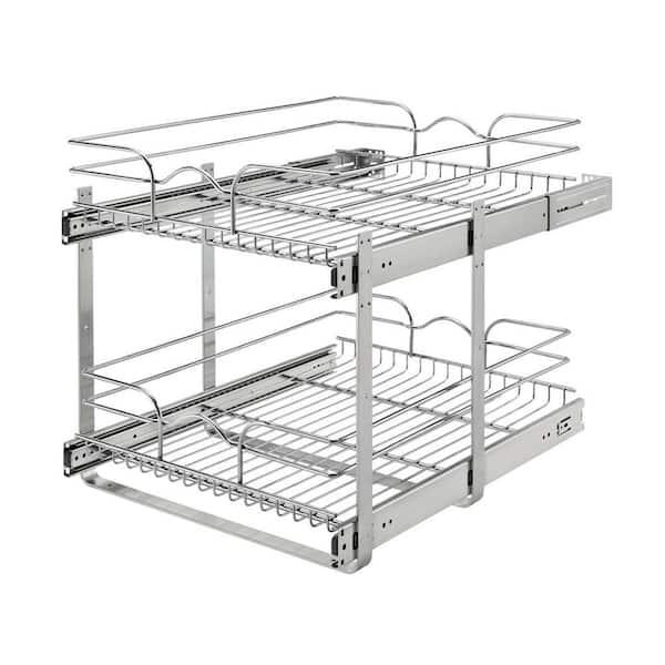 Rev-A-Shelf 2-Tier Kitchen Cabinet Pullout Shelf and Drawer Organizer Slide Out Pantry Storage Basket in Multiple Sizes, 18 x 22 In, 5WB2-1822CR-1