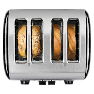 4-Slice Onyx Black Wide Slot Toaster with Crumb Tray