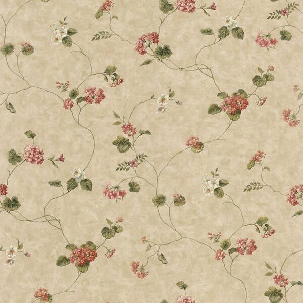 The Wallpaper Company 8 in. x 10 in. Green and Red Geranium Trail Wallpaper Sample