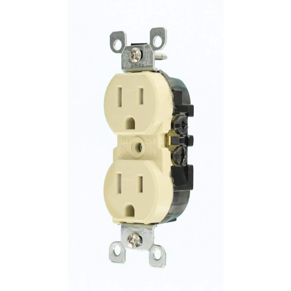 Ivory Tamper Resistant Duplex Outlet with Wall Plate