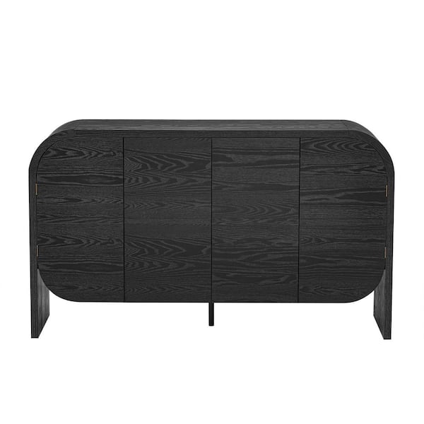 anpport Vintage Black 33.2 in. H Accent Cabinet with Adjustable Shelves and Curvy Edge