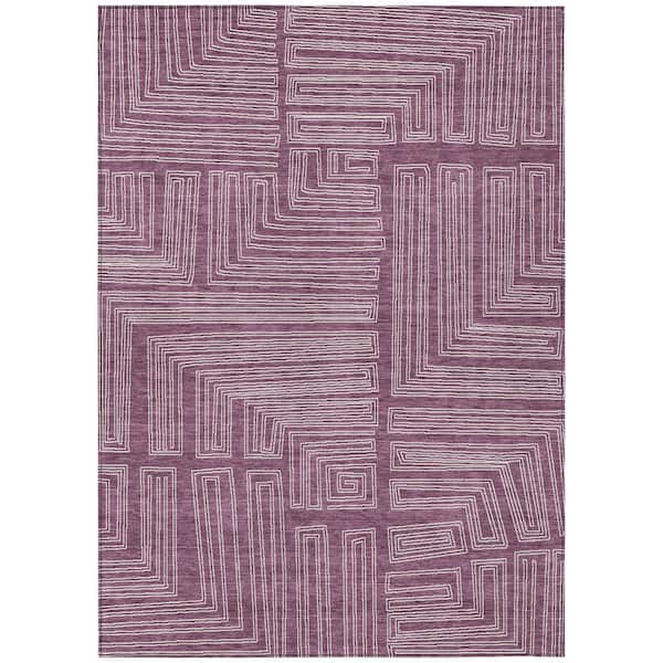 Chantille Machine Washable Indoor/Outdoor Abstract ACN1045 Eggplant 3 ft. x 5 ft. Area Rug