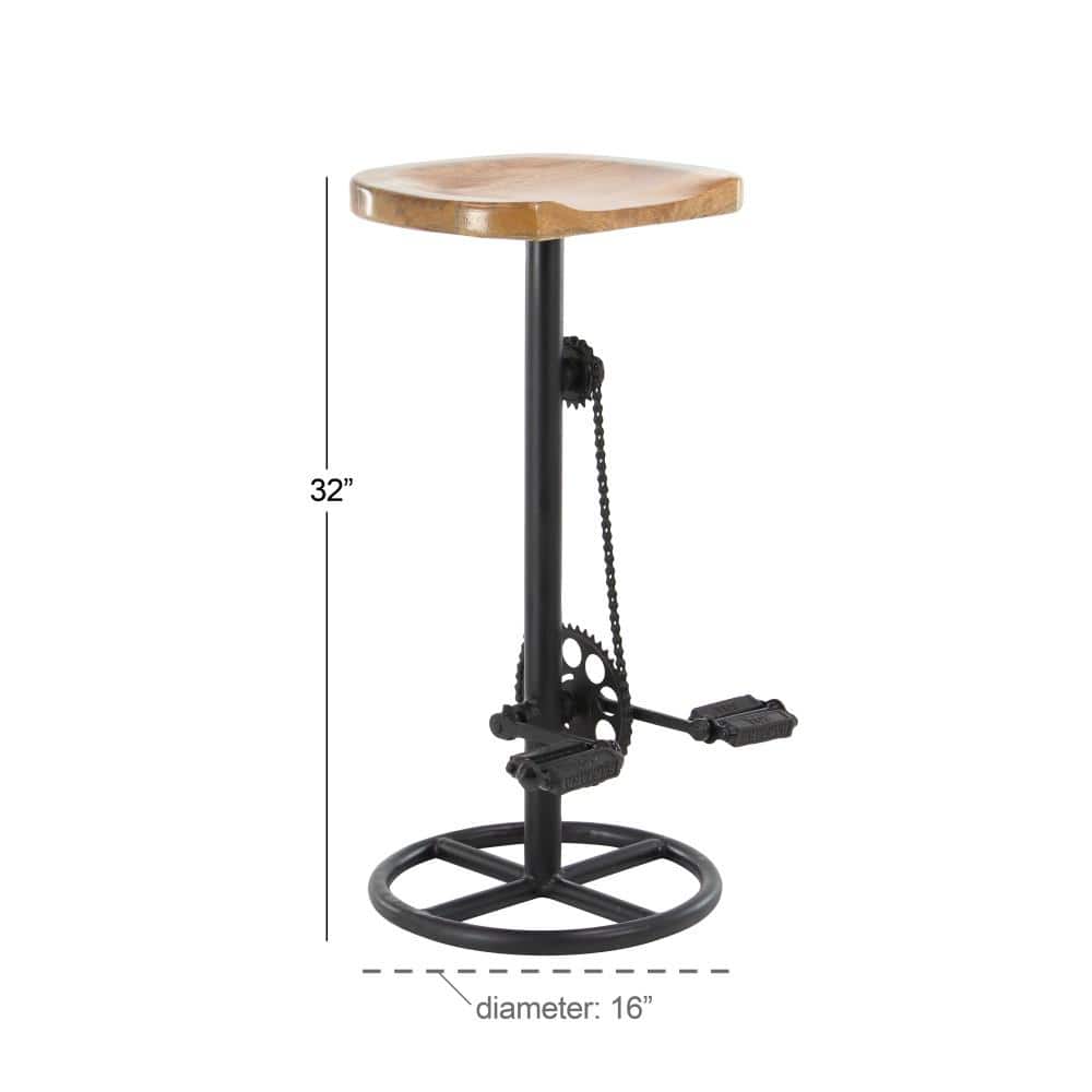 Adjustable Industrial Pedal-Inspired Metal Bar Stool, Brown