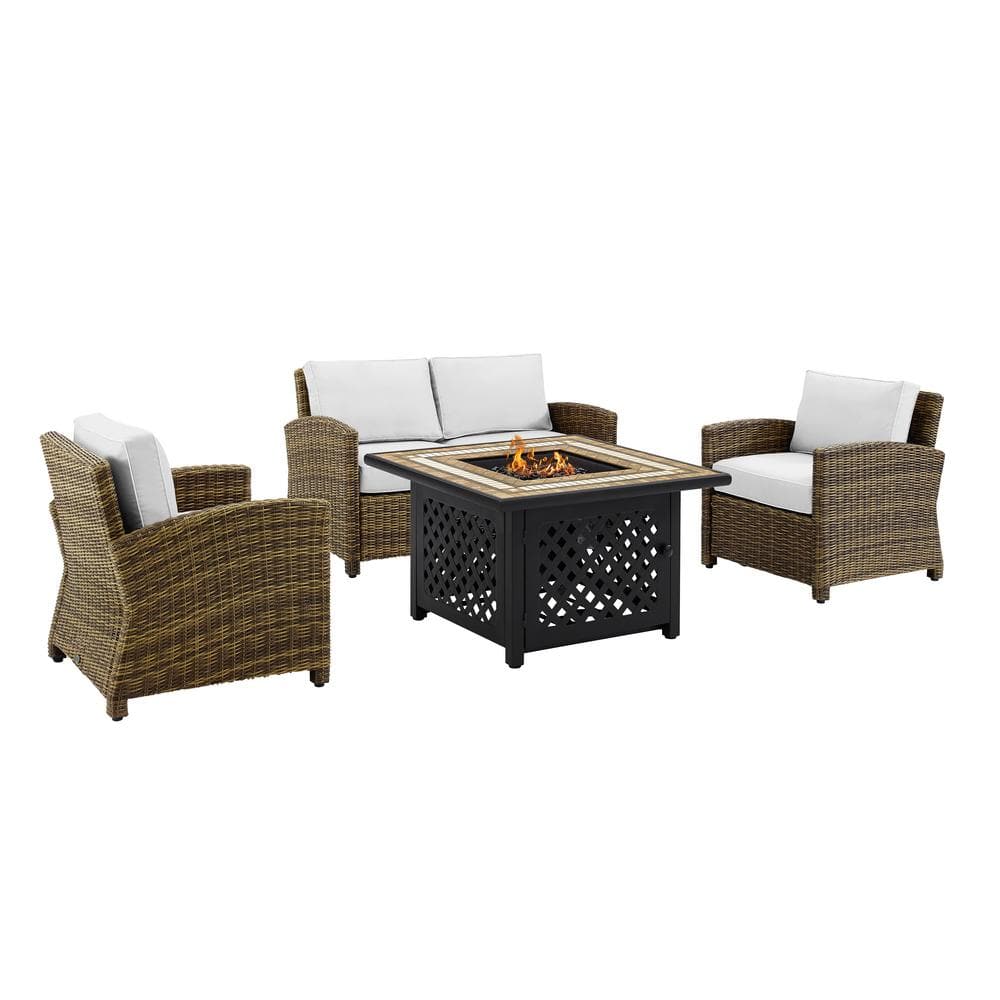 CROSLEY FURNITURE Bradenton Weathered Brown Wicker Patio Conversation