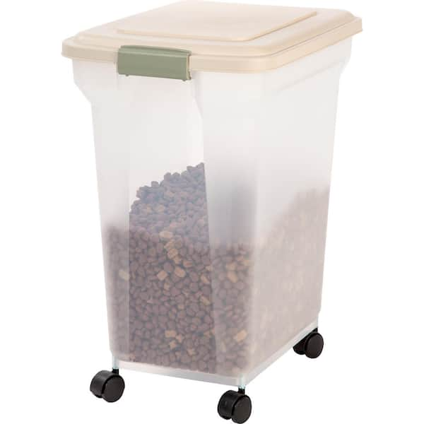 Dog food storage outlet canister