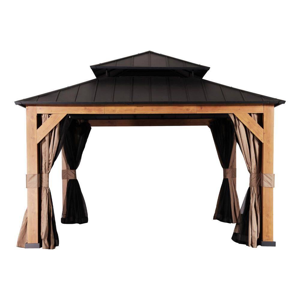 13 ft. x 15 ft. Aluminum Frame Outdoor Gazebo with Double Galvanized Steel Roof, Included Mosquito Netting and Curtains price history on PriceWatchPro