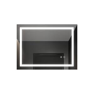 24 in. W x 1.5 in. H Large Rectangular Framed Wall Bathroom Vanity Mirror with LED Light in Black