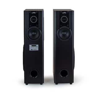 2.1-Channel Home Theater Bluetooth Powered Double Tower Speakers in Black