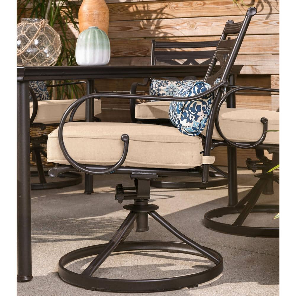 Montclair Steel 11-Piece Outdoor Dining Set with Swivel Rockers, Tan