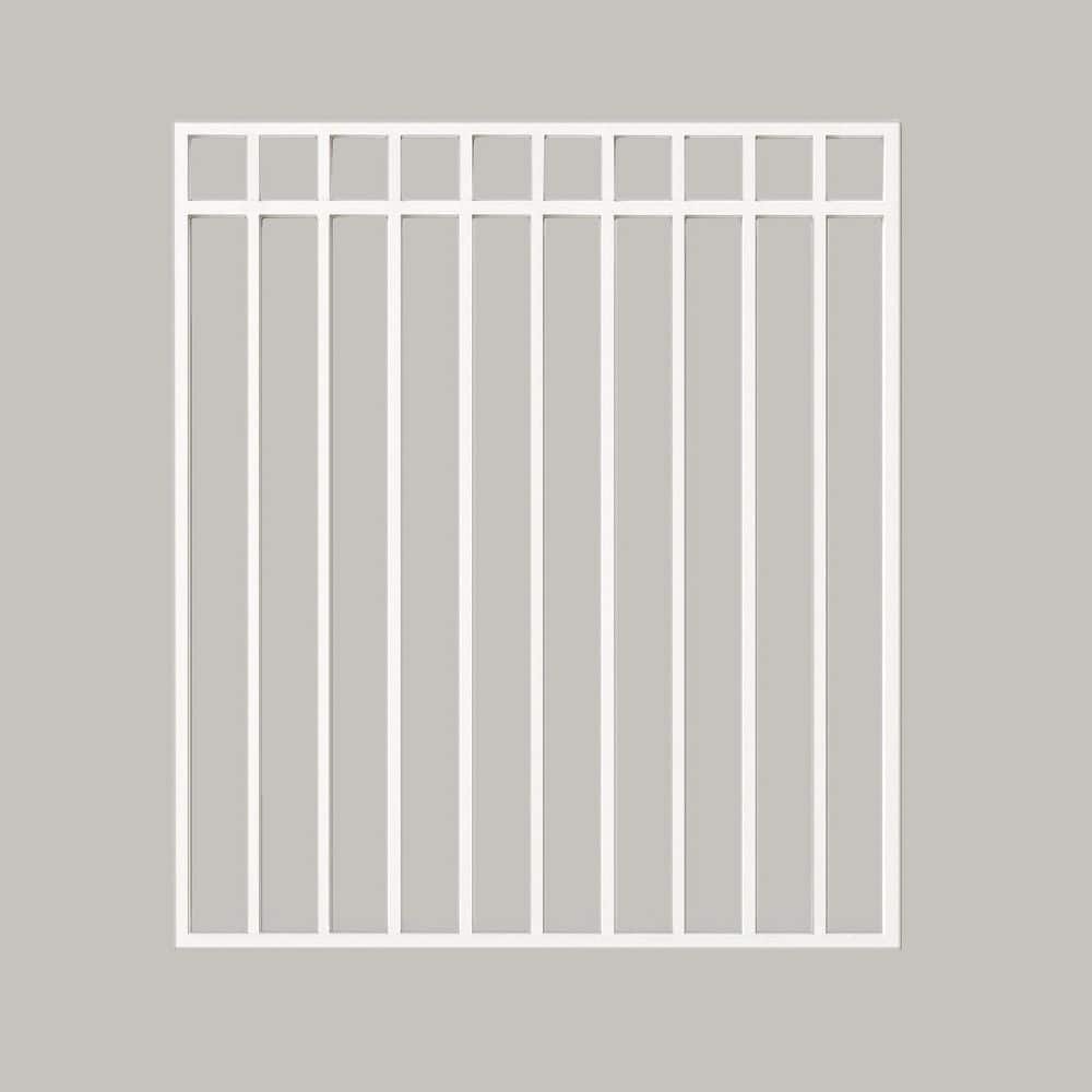 Glossy White Flat-Top Coral Steel Gate (45 in. W x 46 in. H) with Self-Close Hardware, Double-Sided Handle, 2x2 Hinges price history on PriceWatchPro