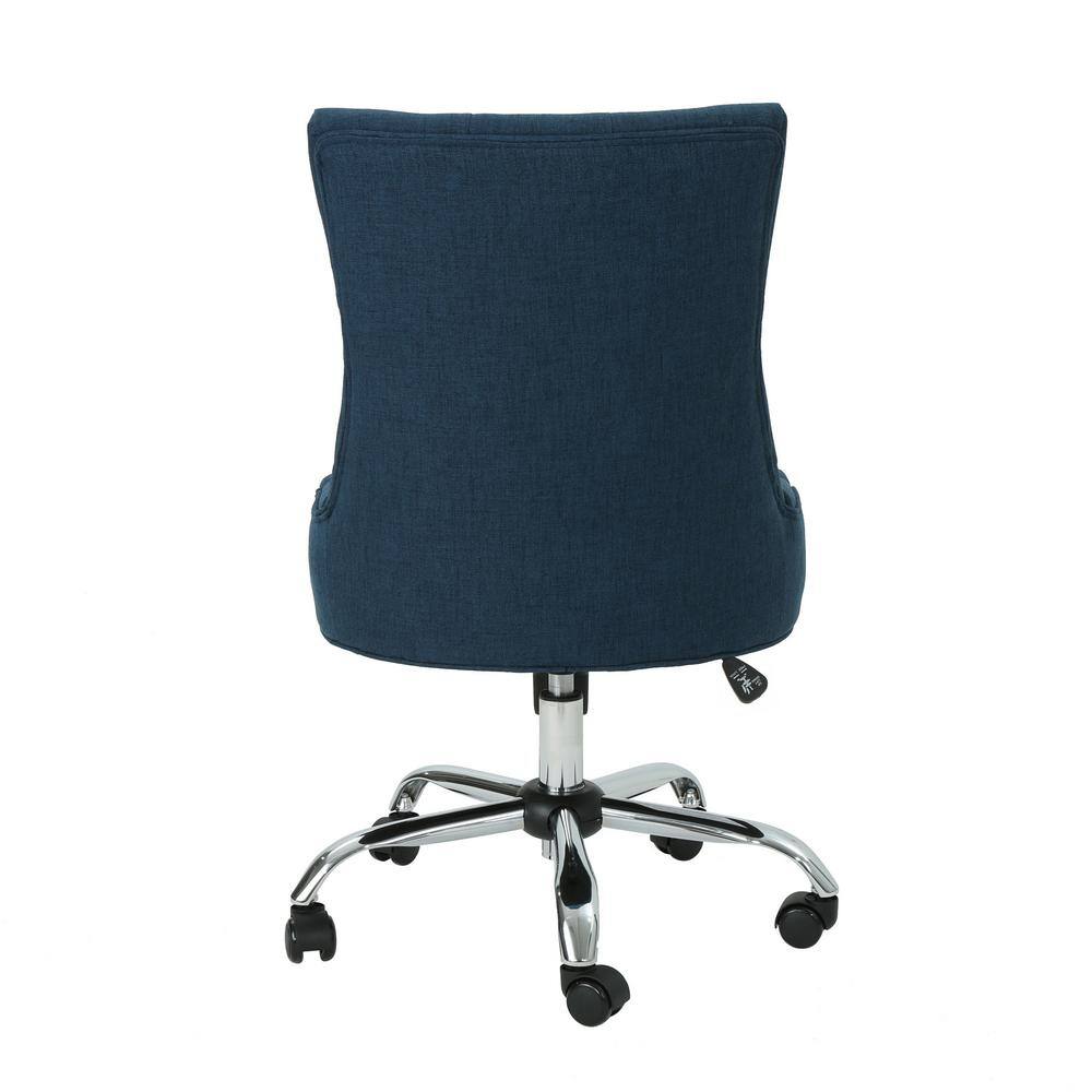Navy Blue Fabric Swivel Armless Office Chair