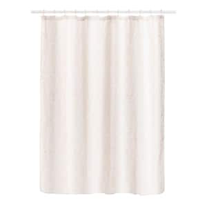 Jacquard 70 in. x 72 in. Taupe Tinsley Fabric Shower Curtain