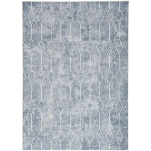 Machine Washable Series 1 Blue Grey 8 ft. x 10 ft. Geometric Contemporary Area Rug
