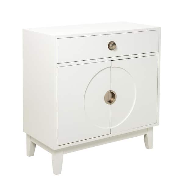HMIDEA Mid-Century Modern Semi-Gloss White 1-Drawer 2-Door Accent Cabinet