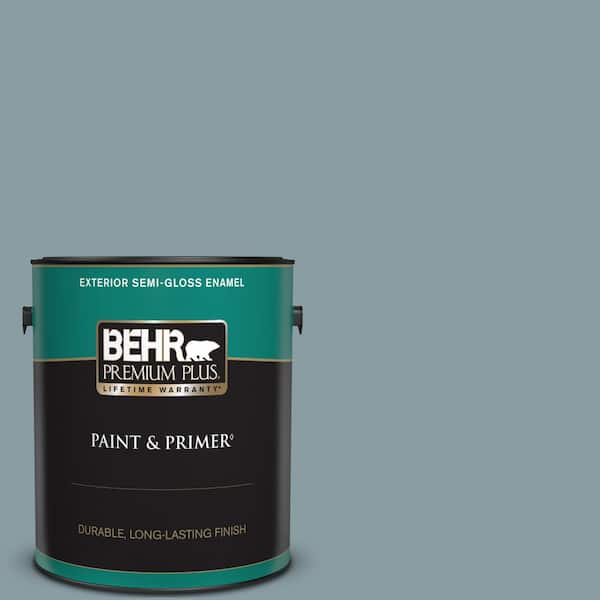 BEHR PREMIUM PLUS 1 gal. #540F-4 Shale Gray Semi-Gloss Enamel Exterior Paint & Primer