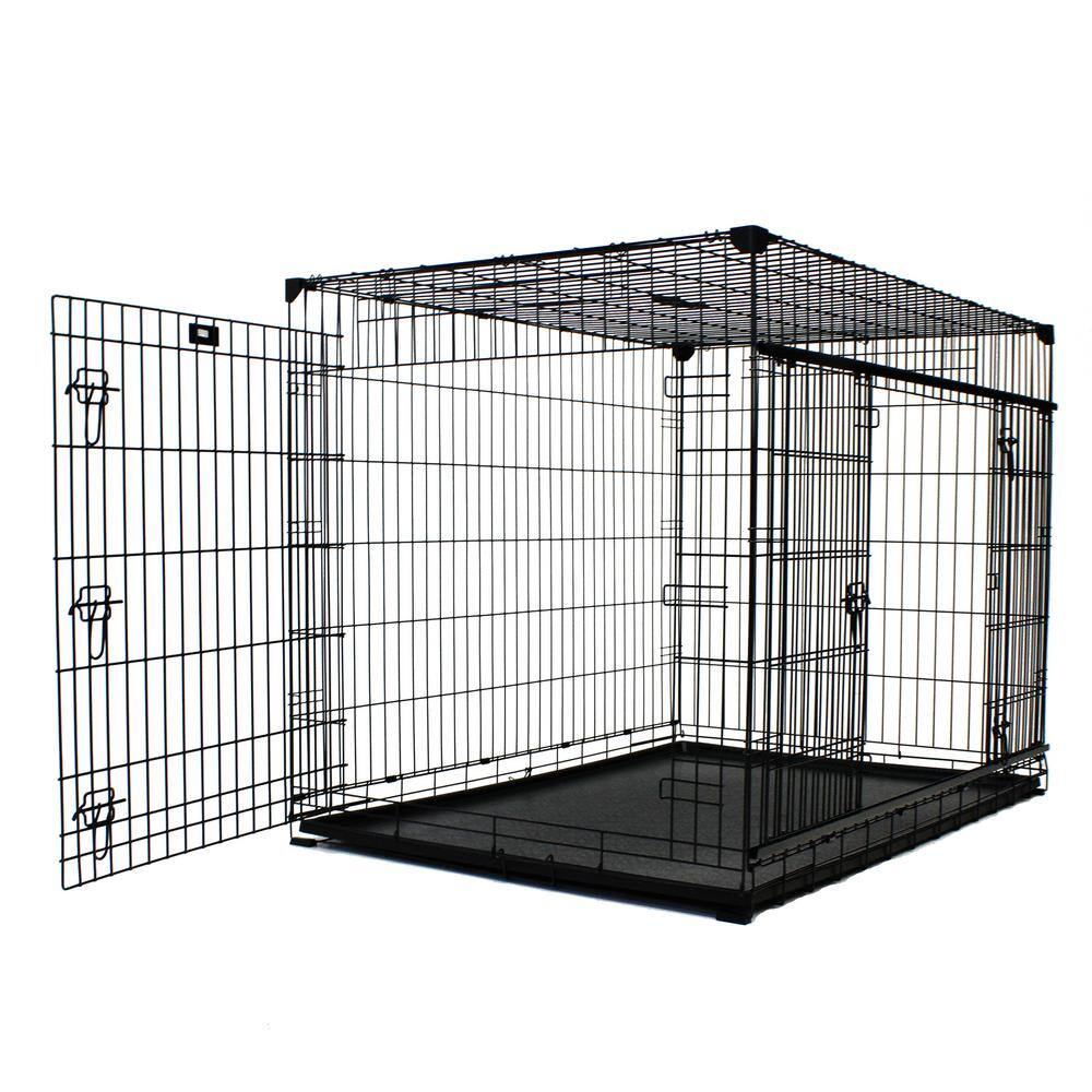 Medium Black Wire Dog Crate with Sliding Doors