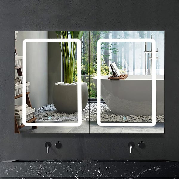 Staykiwi 40 in. W x 30 in. H Rectangular Aluminum Medicine Cabinet with Mirror