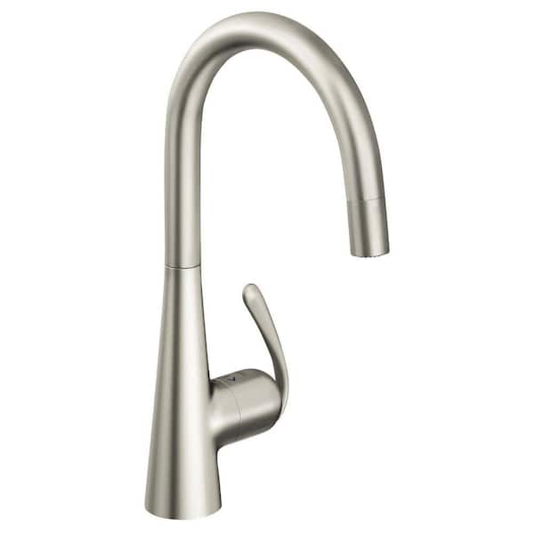 GROHE Ladylux 3 Pro Single-Handle Pull-Down Sprayer Kitchen Faucet in Super Steel